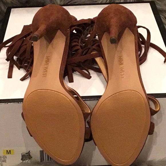 Nine West Brown Suede Fringe Sandal - Picture 6 of 8